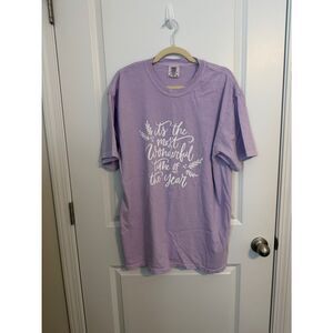 Comfort Colors Lavender Short Sleeve Tee with White Script Graphic